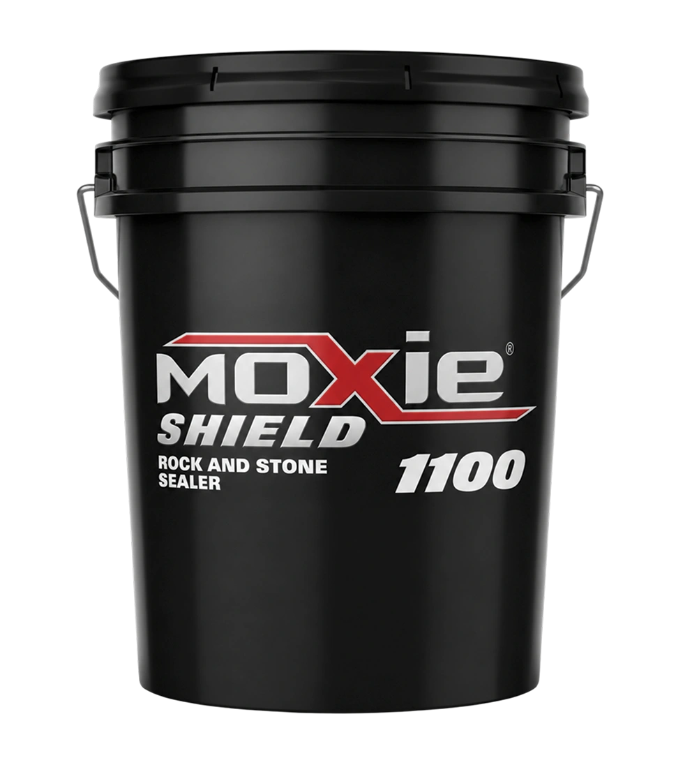 Moxie Shield 1100 Rock and Stone Sealer, 5-gallon container.